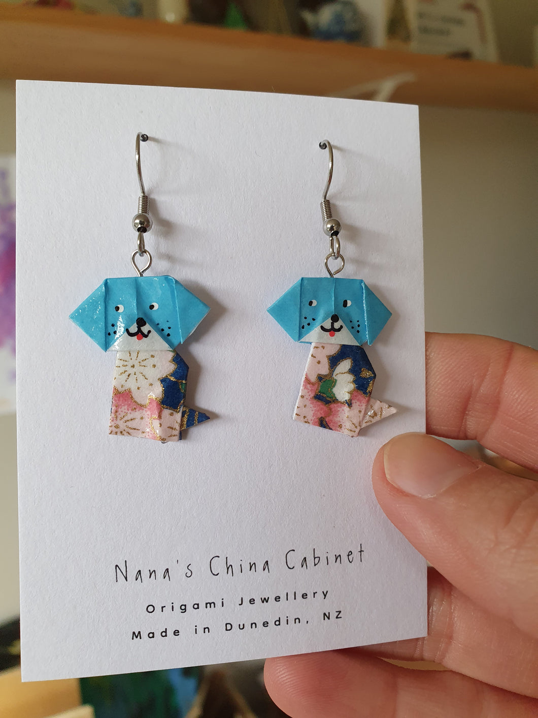 Origami Pups Earrings - Finn