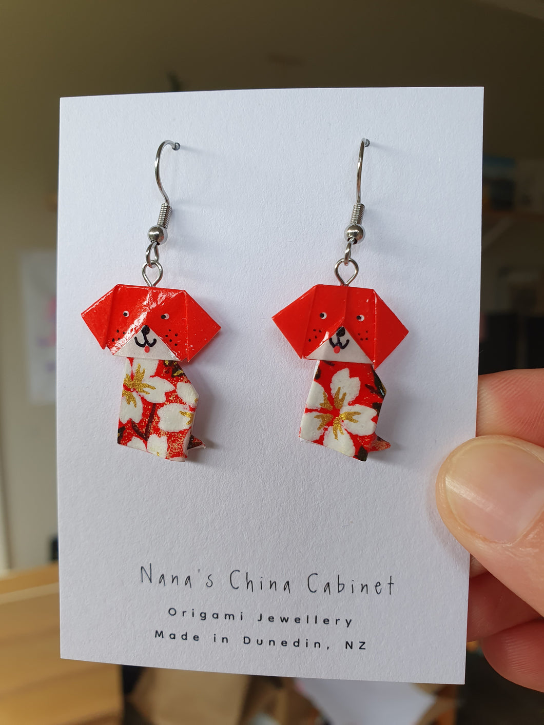 Origami Pups Earrings - Clifford