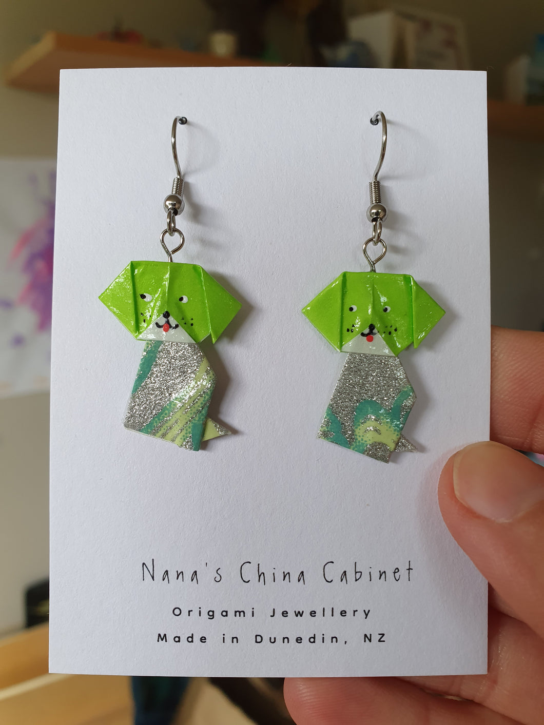 Origami Pups Earrings - Lola