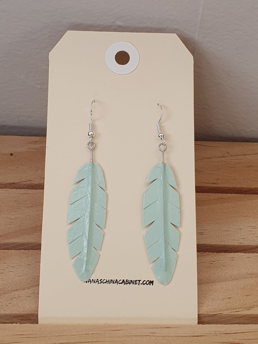 Washi Feather Style Earrings © - Mint