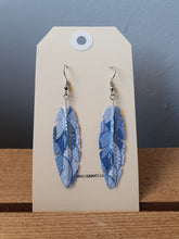 Load image into Gallery viewer, Washi Style Feather Earrings- Seigaiha-mon (Japanese Wave Pattern)
