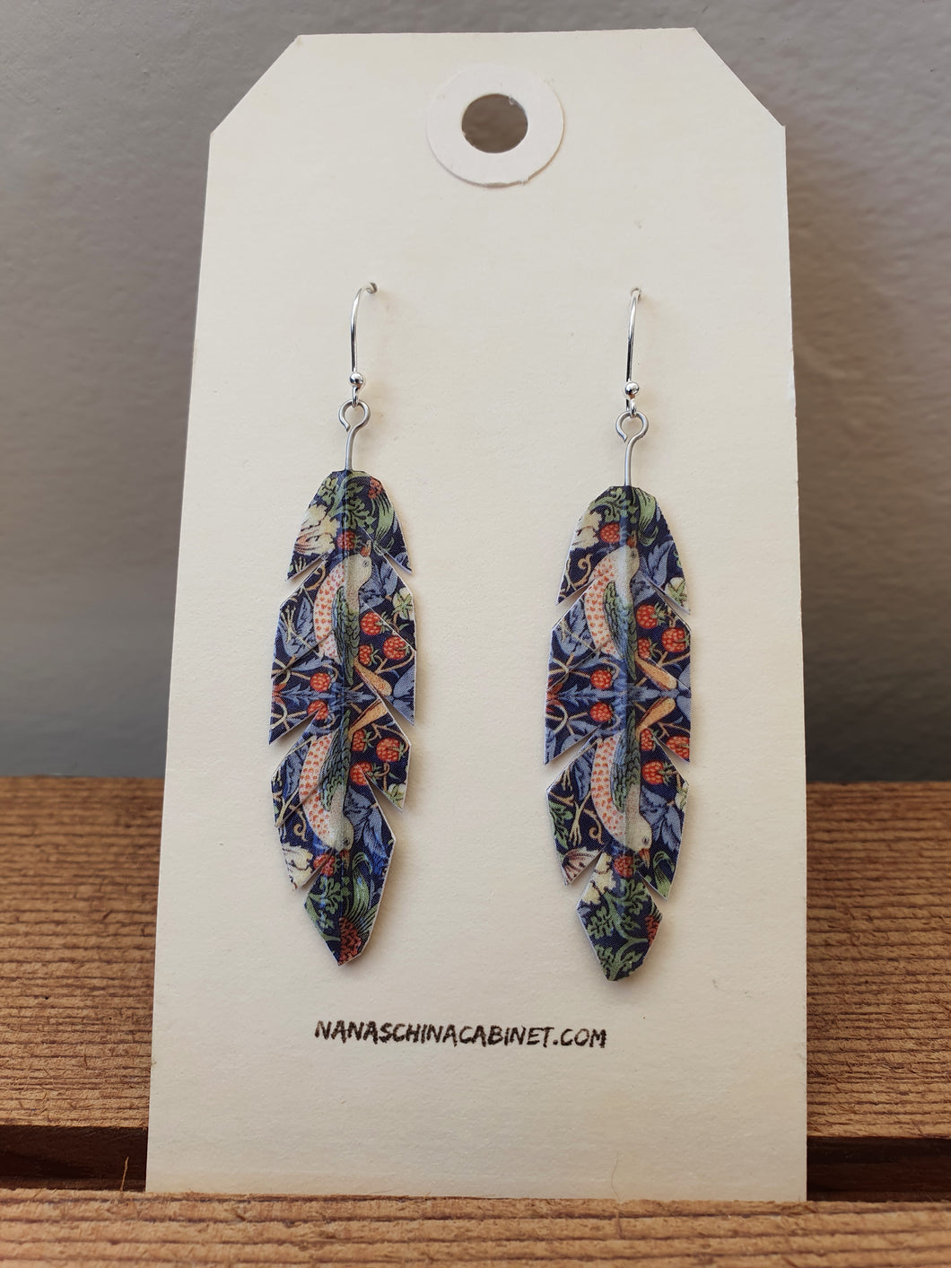 Washi Feather Style Earrings © - Strawberry Thief