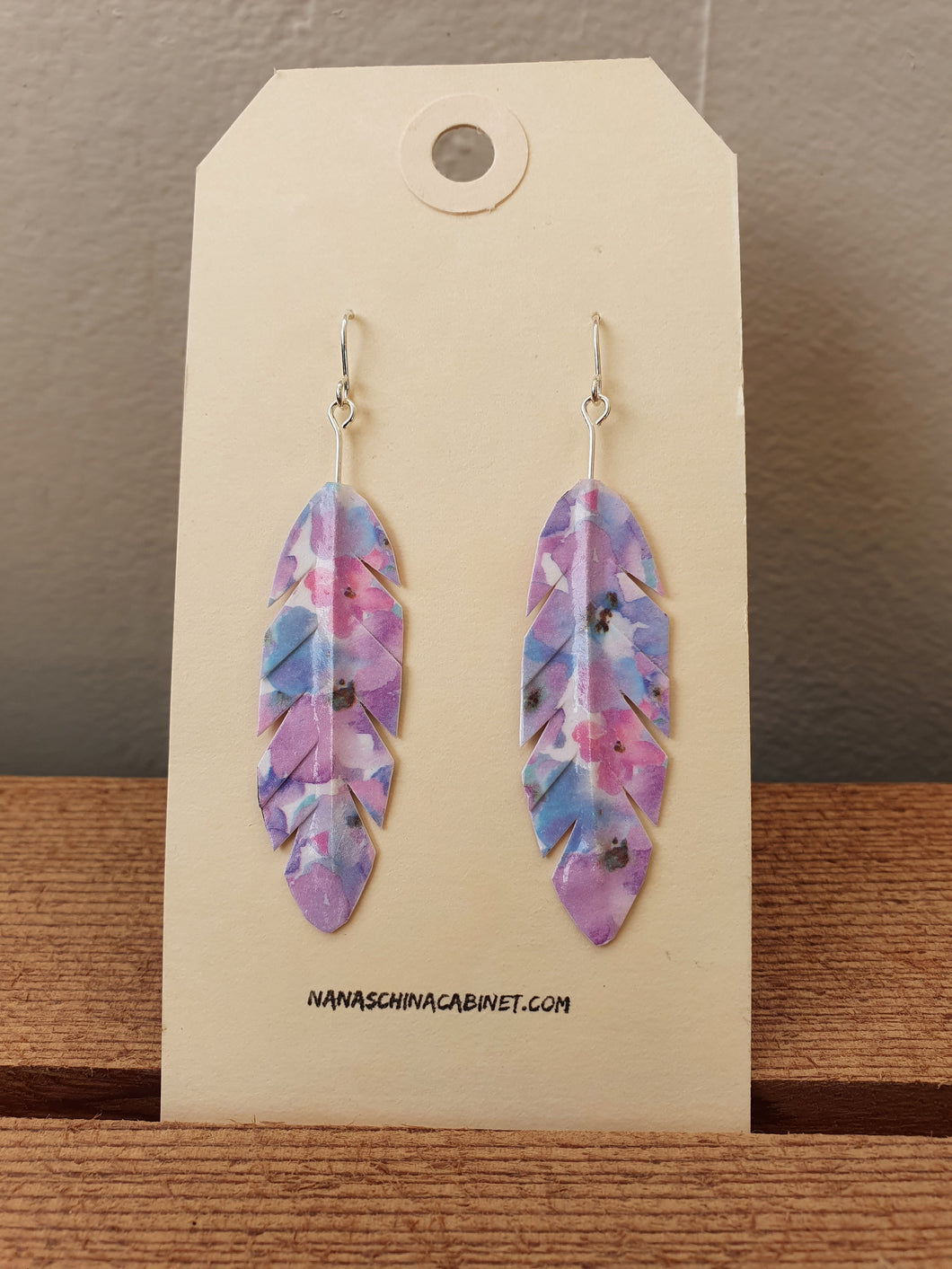 Washi Feather Style Earrings © - Watercolour